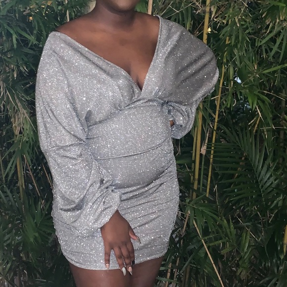 Custom ruched silver dress - Picture 1 of 1